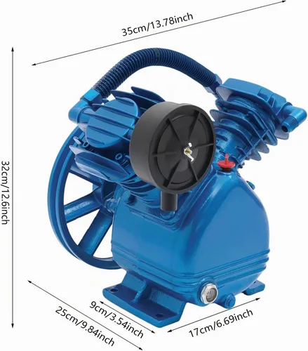 Vista 3 de Cabeza de Bomba de Compresor de Aire de 2HP 4.5kw 200L/53Gal/min Compresor de Aire de Un Solo Etapa de Doble Cilindro de Pistón Cabeza de Bomba 12.6