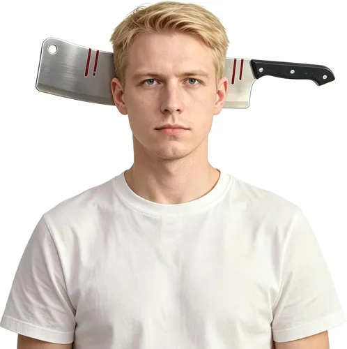 Vista 7 de Cooplay Spoofing - Disfraces de terror, accesorios para el cabello, accesorios para el cabello, bandas para el cabello, broma de hacha decapitada