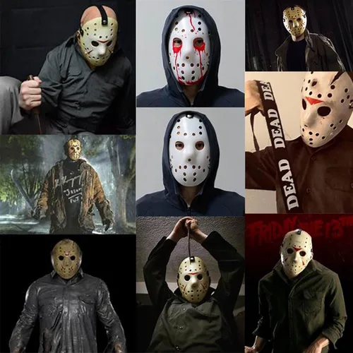 Vista 8 de Máscara de hockey de terror para Halloween, cosplay, mascarada, máscara de disfraz de Navidad con correas ajustables