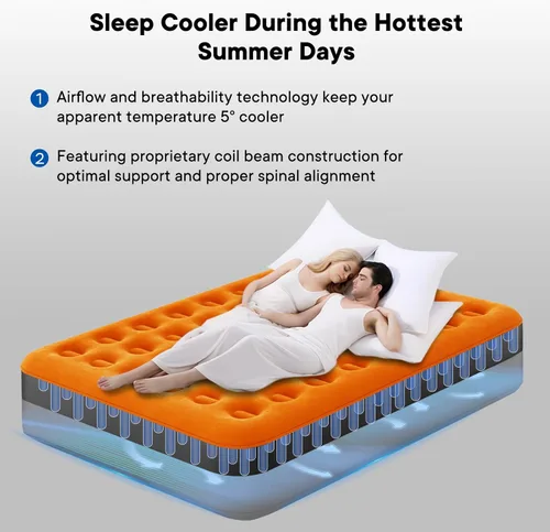 Vista 9 de Colchón de aire Luxchoice con bomba recargable USB incorporada, colchón inflable portátil para acampada, colchón hinchable, cama de aire, cama