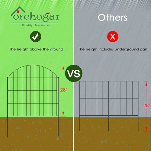 Vista 8 de FOREHOGAR 1 paquete de valla de jardín de metal, 5 paneles + 6 estacas, 1 paquete de valla de jardín de metal con puerta, 1 puerta + 4 paneles