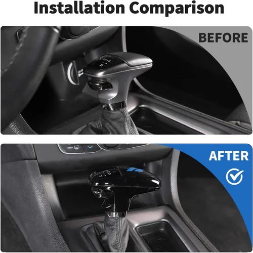 Vista 2 de JWWY Pomos de Palanca de Cambios Cubierta Moldura para Dodge Challenger Charger 2015-2024+ Durango 2018-2024 Accesorios Interiores Azul 3 piezas