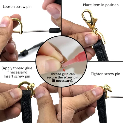Vista 4 de 4 anillos en D resistentes de 1-1/2 pulgadas de oro dorado en forma de U de repuesto para bolso, llavero, collar de perro
