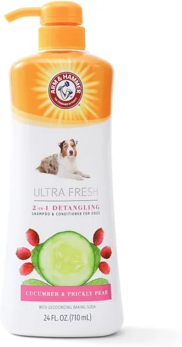 Vista 11 de Arm & Hammer Ultra Fresh Champú desenredante 2 en 1 + acondicionador, aroma a pera de pepino, baño para perros con aceite de coco, bicarbonato