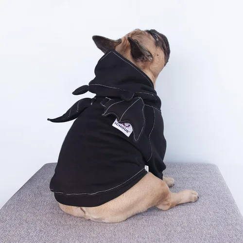 Vista 3 de iChoue - Disfraz de murciélago para perro, para el día de Halloween, suéter lindo y divertido para clima frío, abrigos de invierno, sudaderas