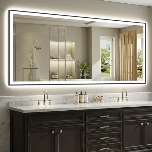 Vista 28 de Espejo de baño LED de 20 x 30 pulgadas con luces delanteras y retroiluminadas, espejo de tocador iluminado para pared de baño con 3