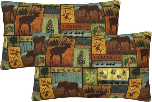 Vista 15 de Juego de 2 fundas de almohada cuadradas de 18 x 18 pulgadas, estilo retro, natural, cabaña, cisne, pez, pato, decoración para el hogar, sofá, fundas