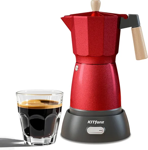 Vista 10 de Cafetera Eléctrica de Café Espresso, Cafetera Italiana, Olla Moka Eléctrica, Cafetera Cubana, Cafeteras Eléctricas Portátiles Espresso con Base Gris
