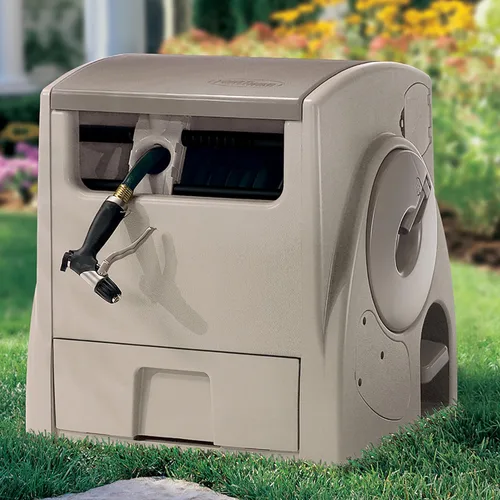 Vista 2 de Carrete de manguera de jardín Suncast PW100powerwind 100 pies capacidad rebovinado automático