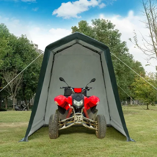 Vista 2 de ERGOMASTER Cochera exterior de 6 pies x 8 pies, marco de metal y cubierta impermeable Ripstop para motocicletas y vehículos ATV