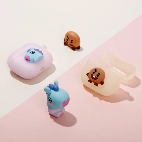 Vista 5 de BT21 Funda compatible con Apple AirPods de 3ª generación, funda translúcida de gelatina con funda compatible con AirPods 3, carga inalámbrica