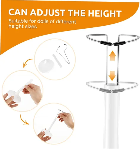 Vista 5 de Toddmomy White Doll Stands 2Pcs Adjustablen Doll Display Stand Bracket Support Bear Desktop Holder for Kids Dollhouse Accessories (25cm)