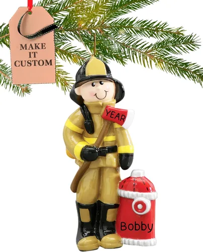 Adorno de bombero personalizado 2026 | Adornos de Navidad de primer respuesta grabados con láser para árbol | Regalo de recuerdo de bombero