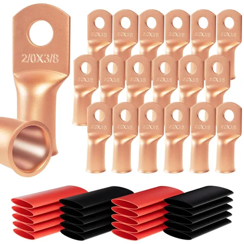 Vista 8 de 6 piezas 1/0 AWG - 1/2" (M12) Sanuke Terminales de anillo para cable de alambre con conectores de extremos resistentes para cable de batería, ojales