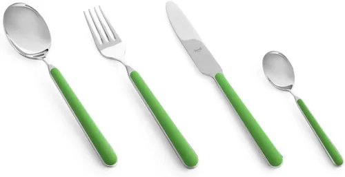 Vista 10 de MEPRA Juego de cubiertos aptos para lavavajillas, mango con acabado pistacho, color verde ácido