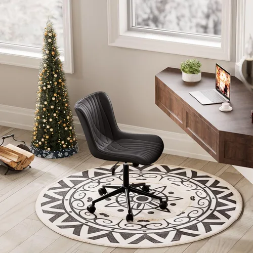 Vista 47 de YOUNIKE Silla de oficina, silla de escritorio sin brazos con ruedas, sillas giratorias ajustables para computadora de oficina en casa, silla