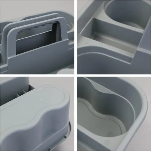 Vista 3 de Teyyvn Paquete de 4 organizadores de transporte, organizador de limpieza de plástico con asa, gris