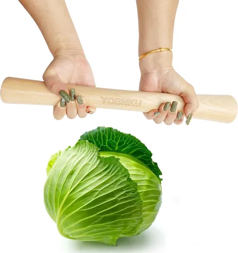 Vista 7 de Trituradora de madera de haya natural de 12 pulgadas para azucrut y tarros de masón, herramienta alimentaria para fermentación de col