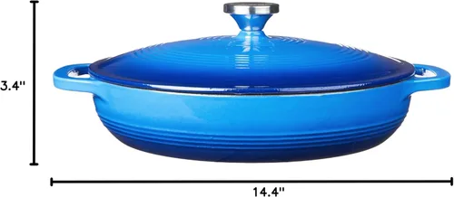 Vista 6 de Lodge Cacerola Ovalada de Hierro Fundido Esmaltado de 3.6 Cuartos con Tapa – Asas Dobles – Apta para Horno hasta 500°F o en Estufa – Úsela