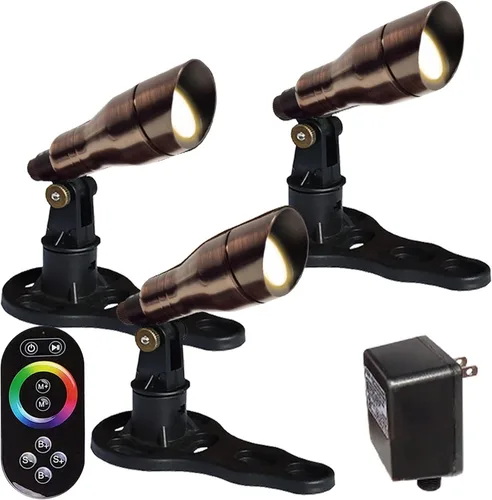 Vista 9 de HALF OFF PONDS LumiNight - Juego de 3 luces de fuente negra que cambian de color de 3 vatios con cable QD de 100 pies