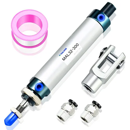 Vista 10 de TAILONZ PNEUMATIC Cilindro de Aire de 16mm Orificio 25mm Carrera de Doble Acción con Conector Y y 2 Piezas de Conexión de 6mm MAL16x25