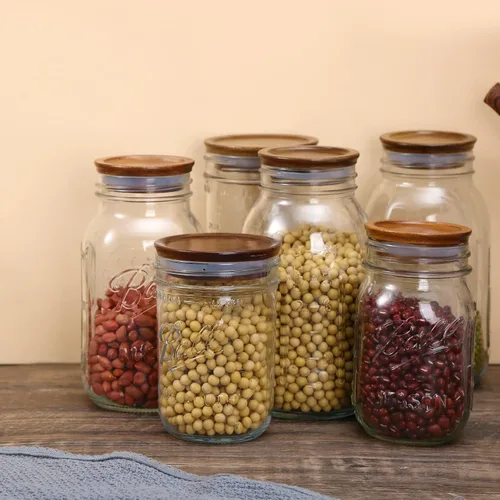 Vista 7 de Paquete de 6 tapas para frascos Mason de boca ancha, tapas reutilizables para enlatado, tapas para frascos Mason de madera de acacia con sello