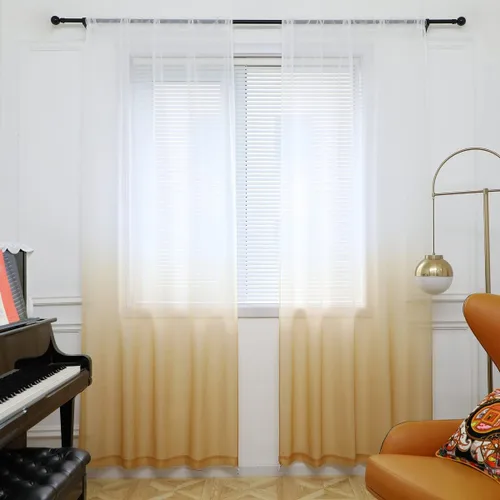 Vista 13 de Cortinas semitransparentes para ventanas de 50 pulgadas de largo, 52 pulgadas de ancho, juego de 2 paneles de cortinas traslúcidas, bolsillo