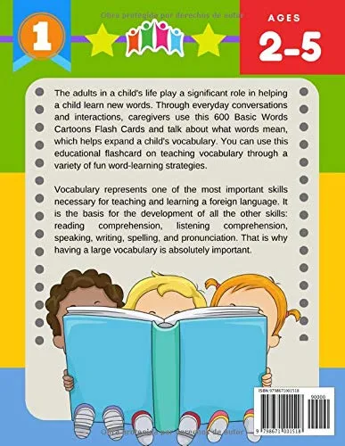 Vista 2 de 600 Tarjetas para Trabajar el Vocabulario Juegos Educativos de Preguntas Montessori para Niños Español Eslovaco Easy learning basic words cartoon
