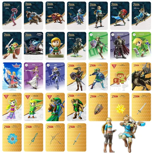 Versión más reciente 32 tarjetas NFC BOTW compatibles con Legend of Zleda Breath of The Wild- con caja de hierro..
