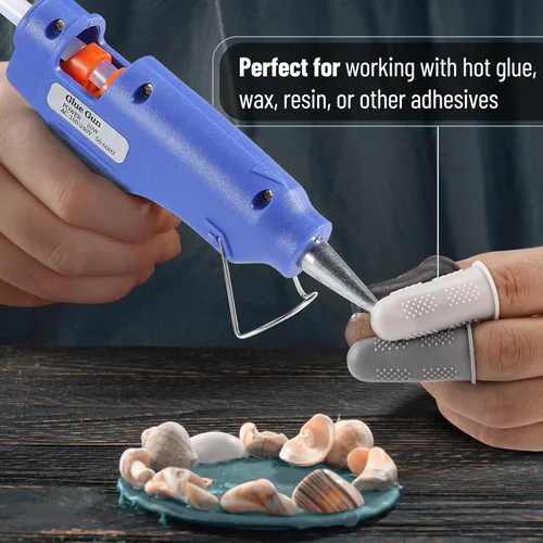 Vista 6 de Mr. Pen - Protectores de dedos para pistola de pegamento caliente, 24 piezas, tonos negros y blancos, protectores de dedos de silicona, puntas