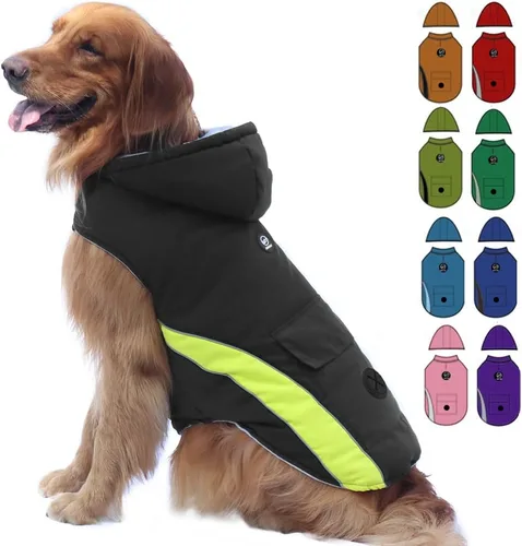 EMUST Abrigos de invierno para perros - Chaquetas a prueba de viento con capucha para perros pequeños, ropa para cachorros para clima frío - S/Negro