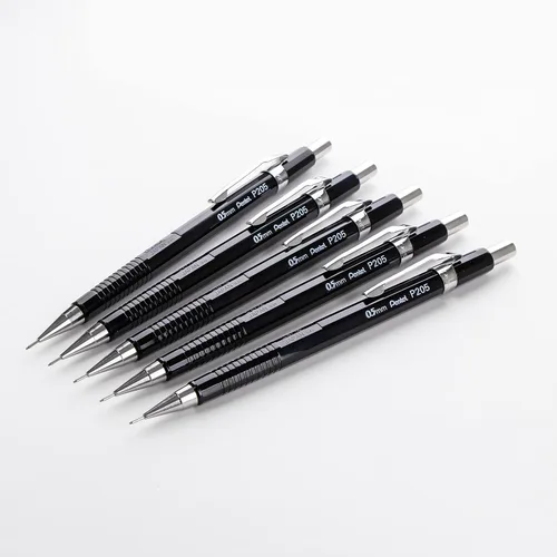 Vista 7 de Pentel Sharp Lápiz mecánico de 0.5 mm, paquete de 5 lápices mecánicos negros