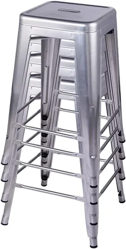 Vista 149 de GIA Taburete de mostrador sin respaldo de 24 pulgadas, cantidad de 4, bronce con asiento de madera clara