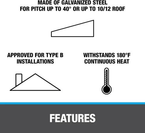 Vista 4 de Oatey 11830 galvanizado 0.5" - 1" diámetro del tubo No-Calk, techo solar intermitente 9" x 12.5" Base