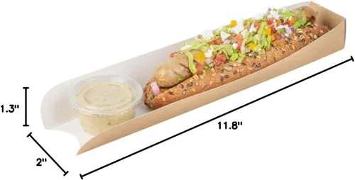 Vista 16 de Restaurantware -Bio Tek - Paquete de 200 bandejas para perros calientes de 11.8 x 2 x 1.3 pulgadas, de diseño abierto, 3 paredes, a prueba de grasa