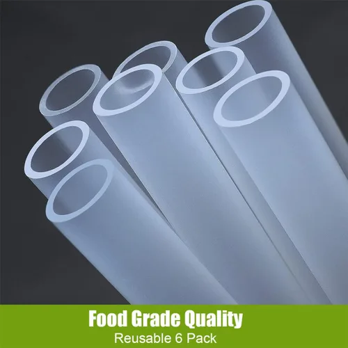 Vista 2 de Pajitas de repuesto para vaso Stanley, 6 popotes de plástico transparente de 12 pulgadas de largo, popotes reutilizables con cepillo de limpieza