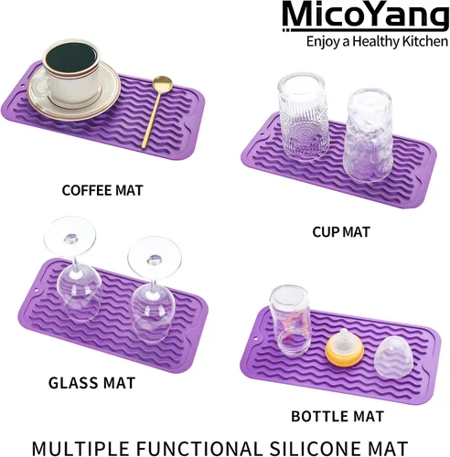 Vista 1030 de MicoYang Alfombrilla de Silicona para Secar Platos de Múltiples Usos, Fácil de Limpiar, Ecológica, Alfombrilla de Silicona Resistente al Calor