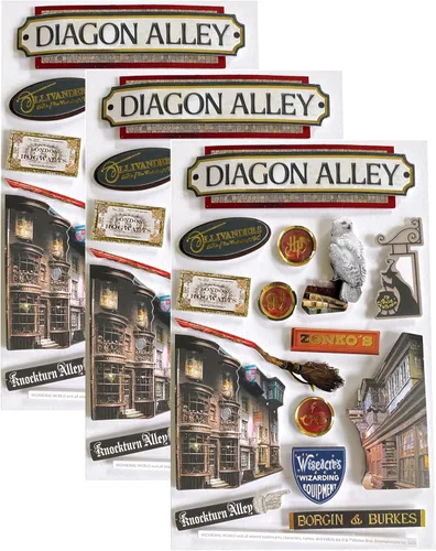 Paper House Productions Harry Potter - Hoja de calcomanías 3D troqueladas para álbum de recortes - Diagon Alley, paquete de 3