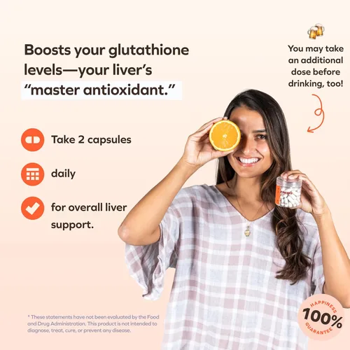 Vista 2 de Cheers Protect Suplemento diario de hígado para bebedores con L-cisteína + DHM Aumenta los niveles de glutatión 30 dosis Cisteína