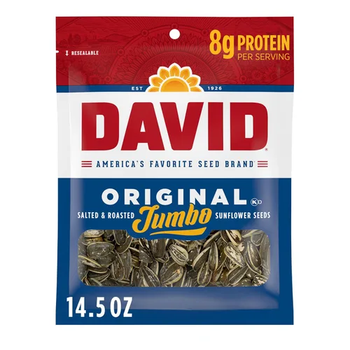 Vista 8 de DAVID Semillas de girasol jumbo, sabor original, 5.25 onzas