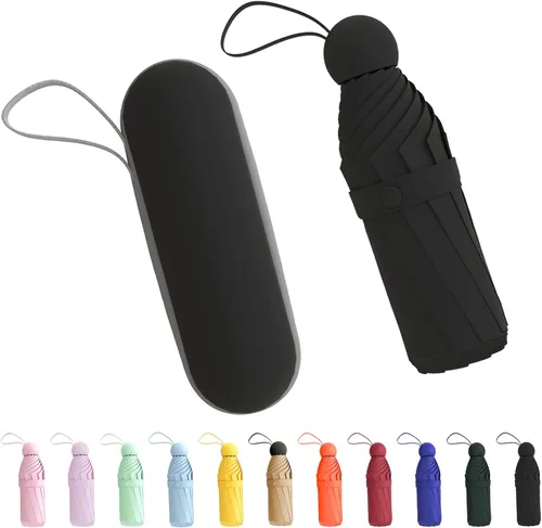 Mini Travel Umbrella, Small Compact Portable Umbrella for Sun and Rain, Windproof Parasol with 99% UV Protection for Women and Men