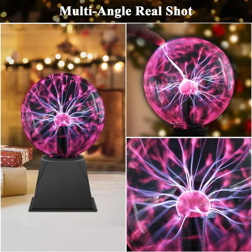 Vista 8 de DELIPOP Bola de plasma de 8 pulgadas, luz roja con cable enchufable, lámpara de bola de plasma mágica, luz de discoteca sensible al tacto y al