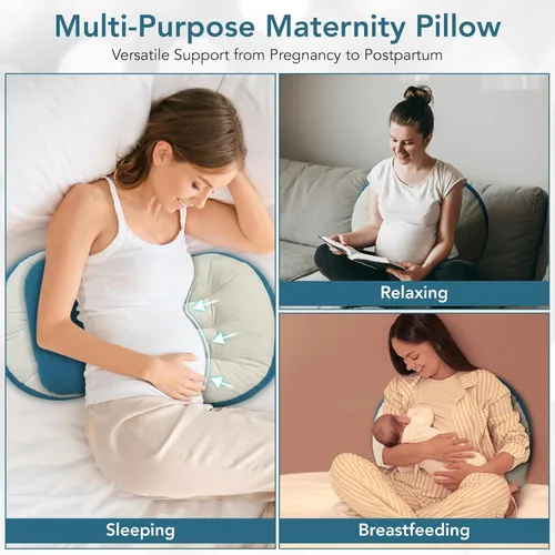 Vista 6 de AOUDEH AL SHABEEB Almohada de embarazo – Cuña de 30° para soporte de vientre, espalda y cadera, almohada de maternidad en forma de C para dormir