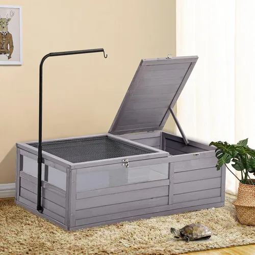 GUTINNEEN Jaula de tortuga grande con marco de soporte ligero, casa de tortuga interior, caja de tortugas al aire libre para animales pequeños