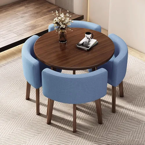 YVYKFZD Office Reception Room Club Table, Small Kitchen Dining Table Set for 4, Round Conference Table, Simple Conference Room Table and Chairs Blue