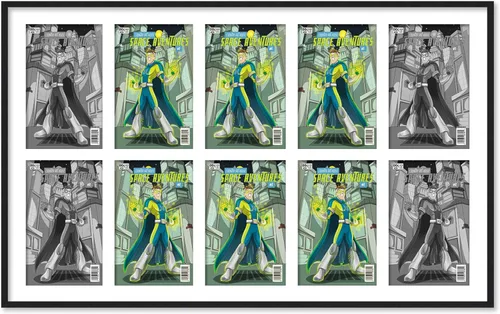 Vista 75 de Marco de cómic negro mate Para cómics publicados entre 1971 y 1985 (marco de madera maciza de cómic de la edad dorada), hecho para exhibir 1 cómic