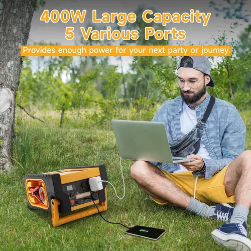 Vista 3 de Estación de energía solar portátil, batería de automóvil de 2000 amperios, batería de arranque con inversor de 400 W doble salida AC/DC/USB