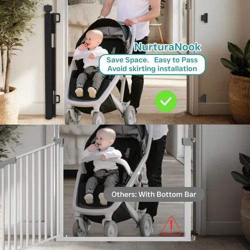 Vista 3 de Puerta retráctil para bebé, puerta de malla para bebés o puerta de malla para perros, 34 pulgadas de alto, se extiende hasta 55 pulgadas de ancho