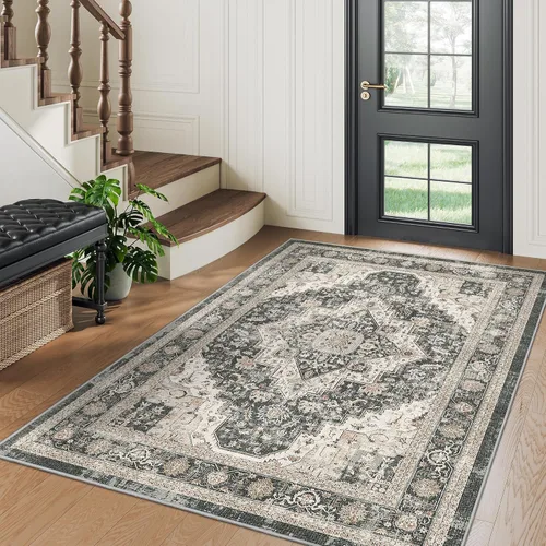 Vista 58 de Roxstand Alfombras de área de 5 x 7, resistentes a las manchas, lavables a máquina con parte trasera antideslizante, alfombras vintage