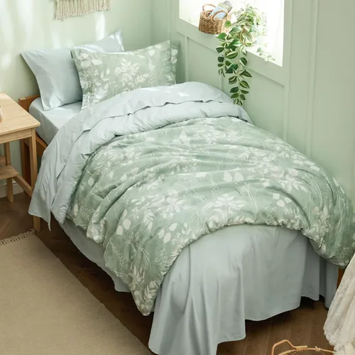 Vista 31 de Bedsure Juego de ropa de cama con edredón tamaño individual de 5 piezas, diseño floral, color verde salvia suave, con edredón, sábanas, funda
